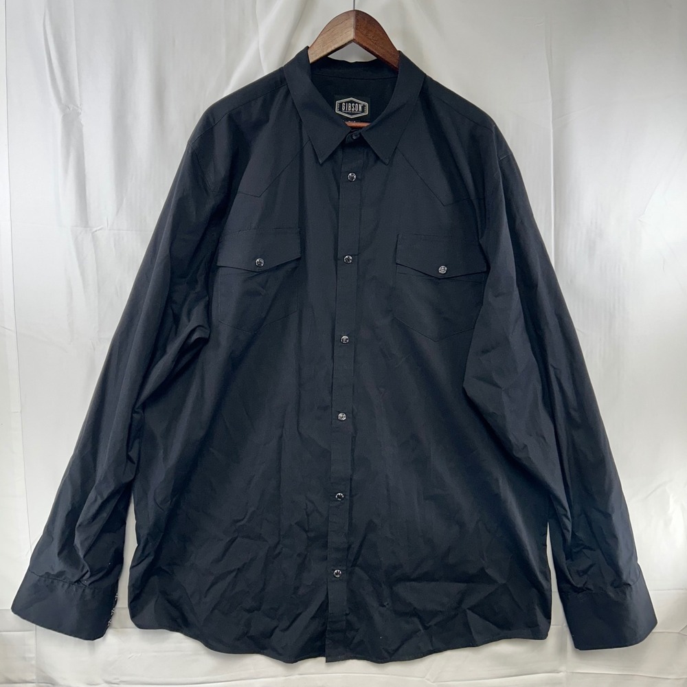 Gibson Trading Company Western Shirt Mens 3XLT Black Long Sleeve Snap Front